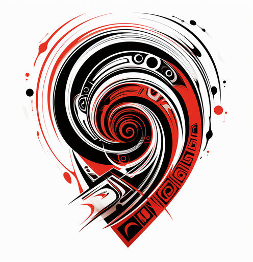 Black and red tribal designs, classic tattoo style