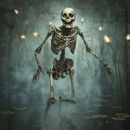 Ethereal skeleton in the misty swamp