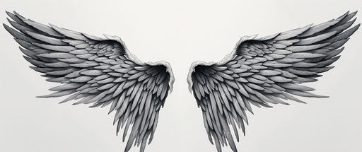 Angel wings tattoo, detailed realistic decorative style