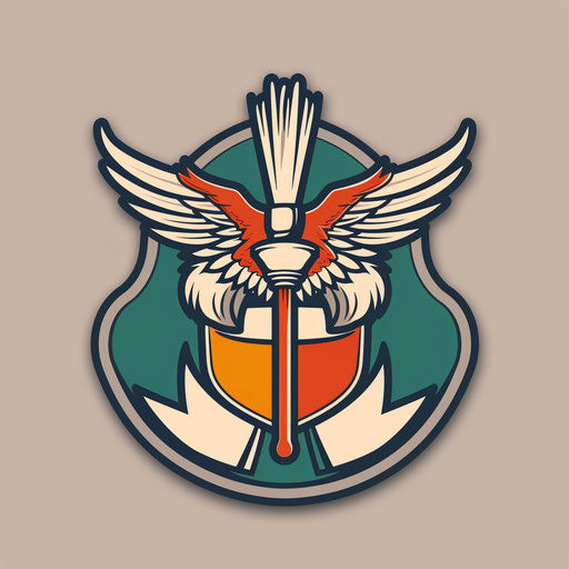 Iconic cleaning emblem with classic colors on historical backdrop