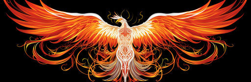 Symbol of fiery winged king, light orange and red style