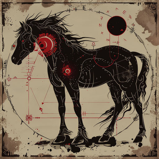 Mystical dark horse with tattooed runes – IMAGELLA