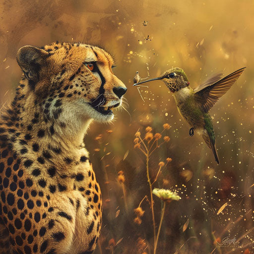 Cheetah and hummingbird race, speed in nature