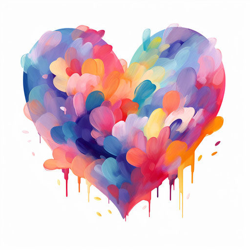 Cute heart clipart in the style of Impressionistic Art