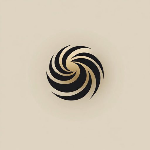 Elegant logo with unique angular swirl icon and refined typography