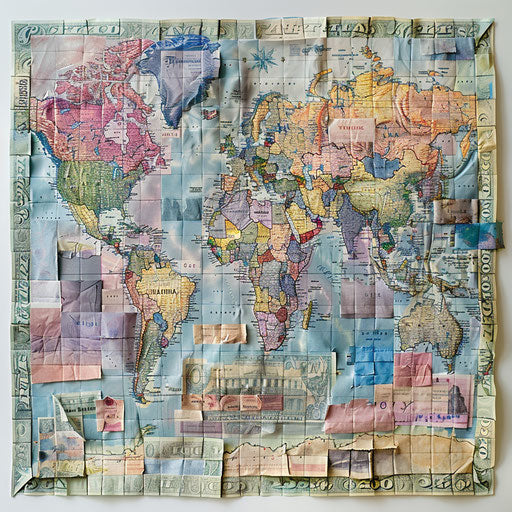 Global finance images on maps showing impact of financial decisions