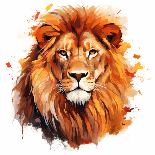 Lion clipart in the style of Oil painting, on a white background