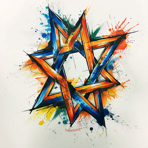 Expressionist tattoo sketch of a Star of David