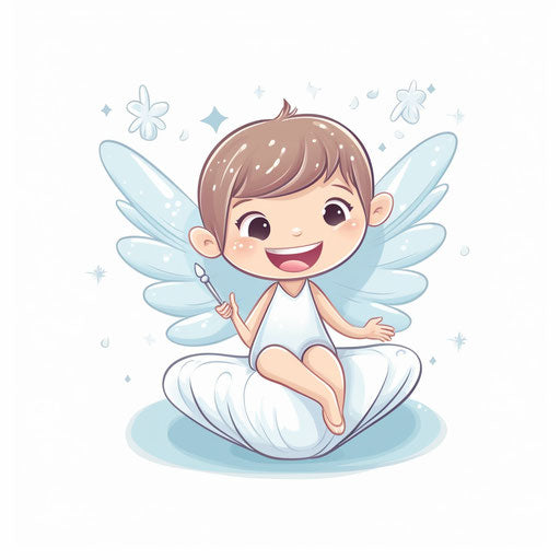 Tooth fairy in Minimalist style, on white background
