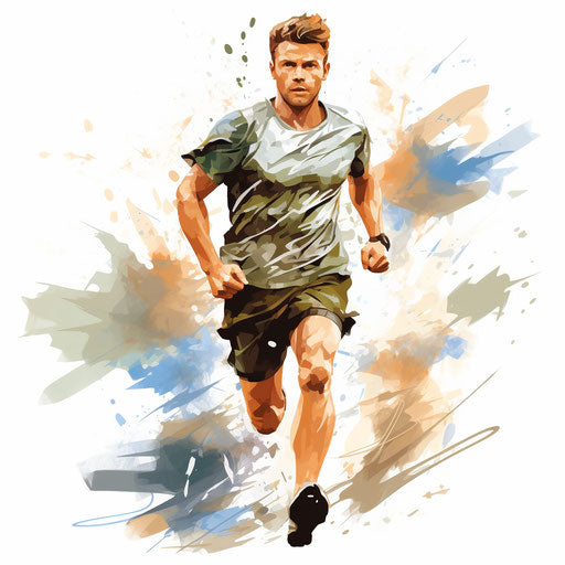 Jogging clipart in the style of Oil painting, on a white background