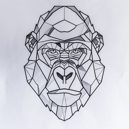 Minimalist geometric gorilla head tattoo design