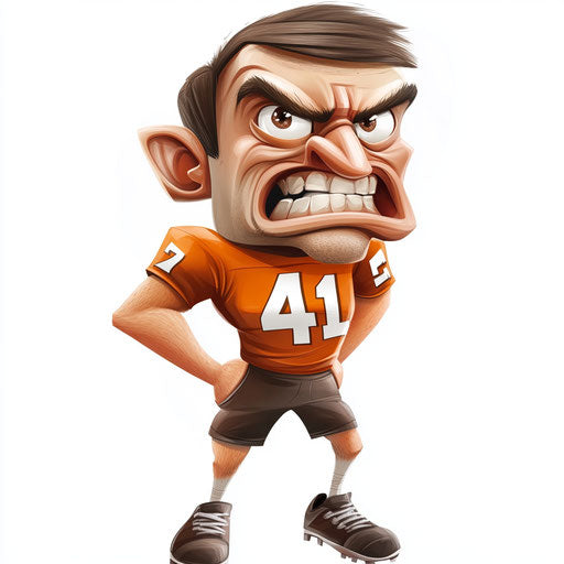 Humorous caricature of a football jersey with human characteristics