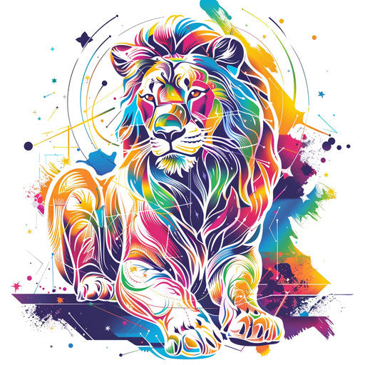 Dynamic tattoo sketch of Leo constellation in vibrant style