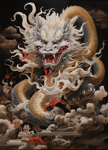 Majestic dragon on a black card
