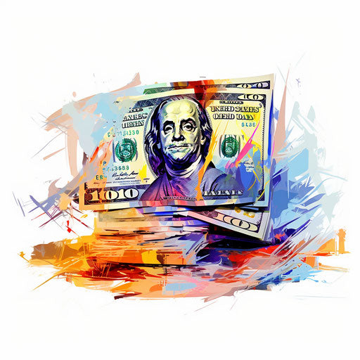 Dollar clipart in the style of Impressionistic Art, on white background