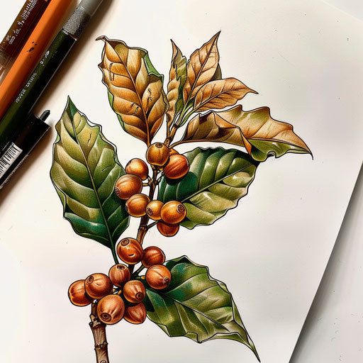 Elegant sketch of a coffee plant with berries