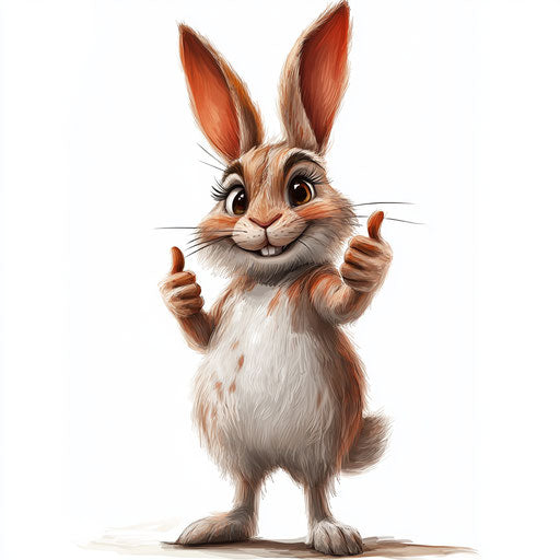 Humorous caricature of a rabbit with human characteristics