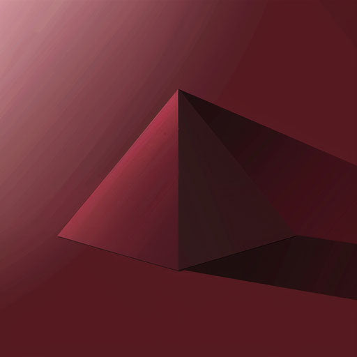 Flat background in deep maroon supporting pyramid clipart in a photo realistic depiction, accented with dynamic shadows and bright highlights