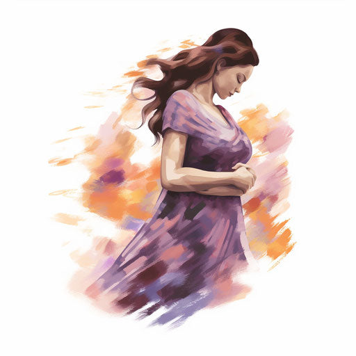 Pregnant clipart in the style of Impressionistic Art, on white background