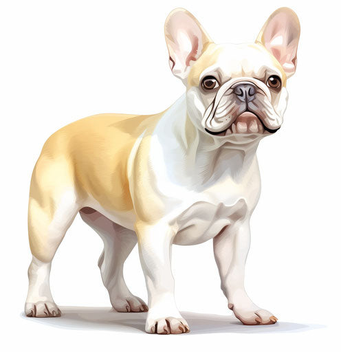 White French Bulldog on white background, 32k uhd, eye-catching