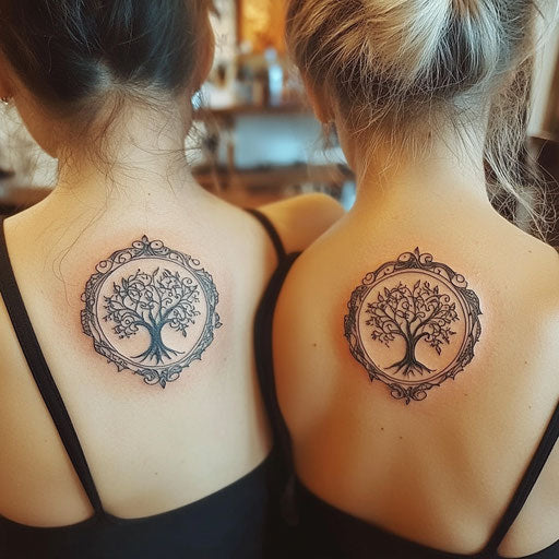 Mother daughter tattoos with tree of life symbol