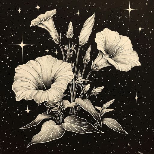 Sketch of cosmic tattoo with morning star against sky