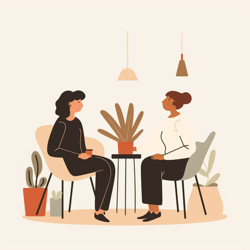 Elegant conversation illustration on flat cream background