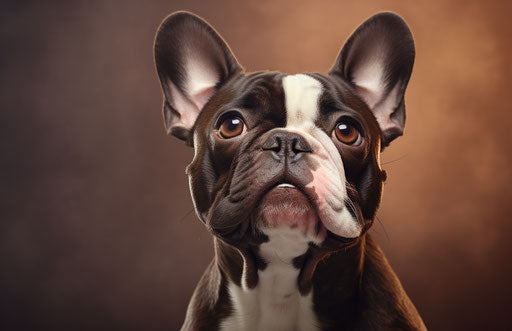 Dark Brown and White French Bulldog