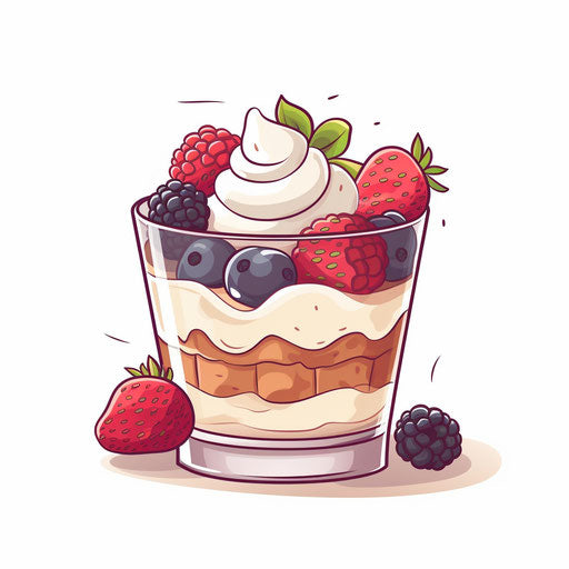 Minimalist style dessert illustration on white background