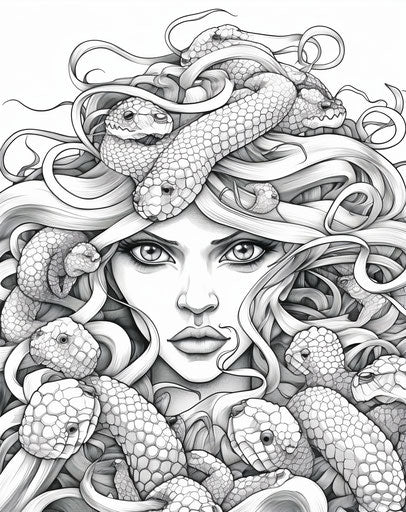 Medusa with Snakes Coloring Page for Kids
