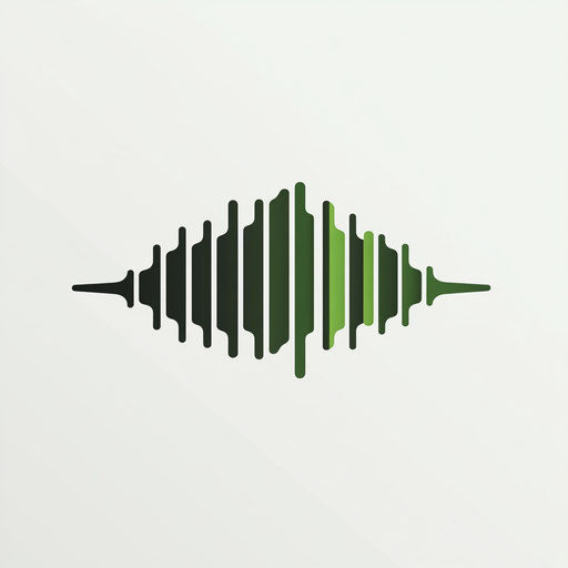 Inspiring DJ logo with abstract soundwave structure and elegant bold typography, in fresh green and dark brown color scheme, isolated on flat light gray background.