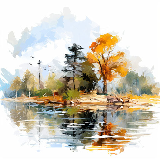 Environment clipart in the style of Impressionistic Art, on white background