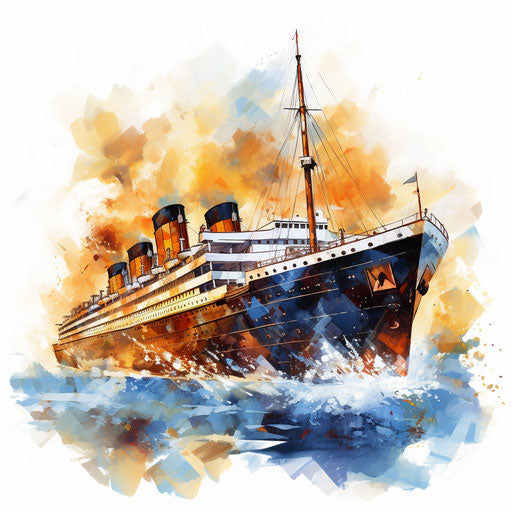 Titanic clipart in the style of Impressionistic Art