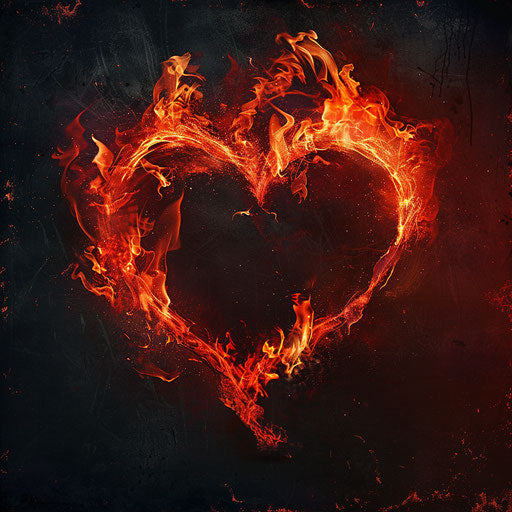 Red flaming heart, emotionally complex style, grandparent, rot, thrift, #screenshotsaturday, celestial