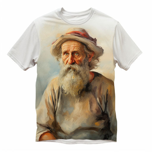 T-shirt clipart in the style of Oil painting, on a white background