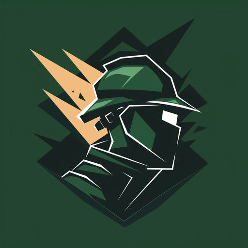 Professional welding logo with geometric shapes on green background