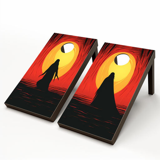 Cornhole clipart in the style of Chiaroscuro Art, on white background