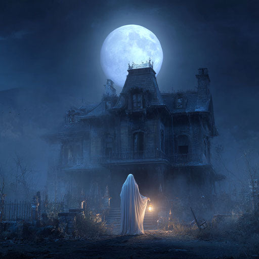 Chilling Halloween scene with a spectral figure
