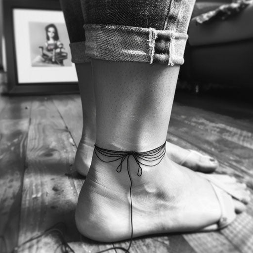 Minimalist flat tattoo sketch of ankle bracelet