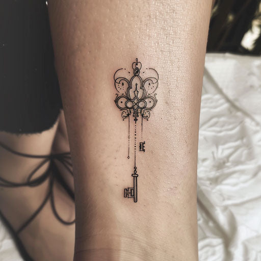 Minimalist tattoo concept of keyholes and keys from Alice in Wonderland