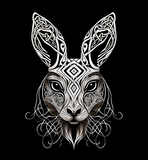Very stylized hare tattoo design