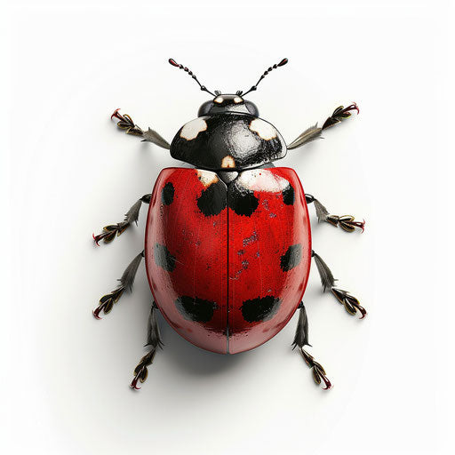 Realistic ladybird clipart on white background with dynamic lighting