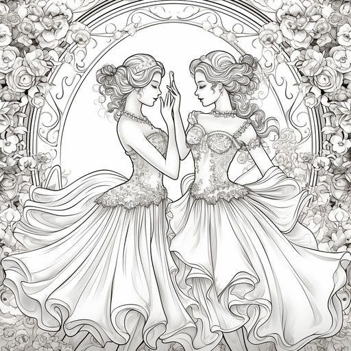 Ballet dancing girls coloring page