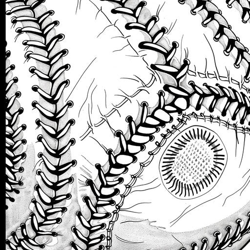 Intricate stitching pattern on a baseball