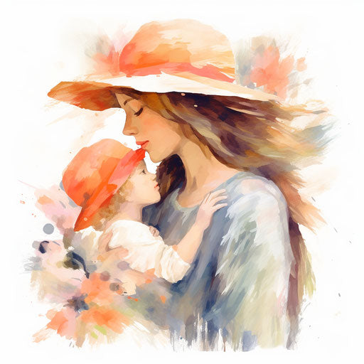 Impressionistic style clipart for Mother's Day on white background