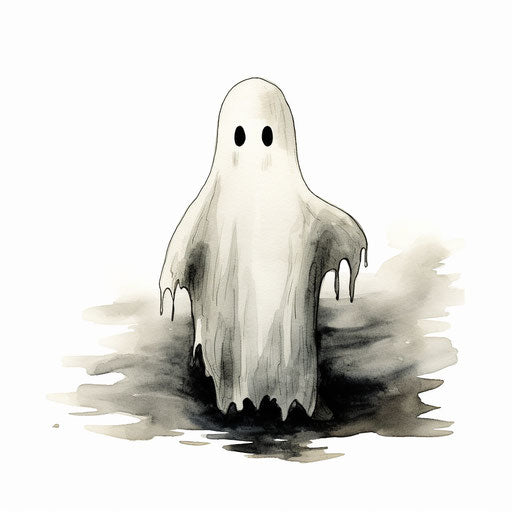 Ethereal cartoon ghost in grainy style