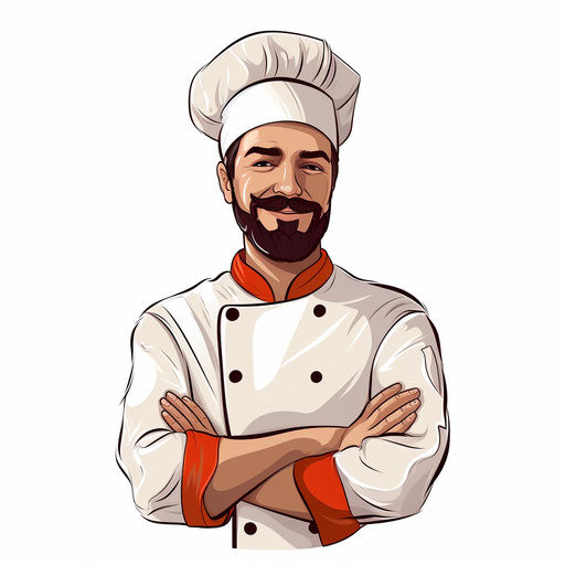 Minimalist chef art on white background