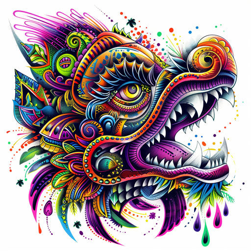 Vibrant tattoo sketch of a Kalinga design in clipart style with bright, bold colors