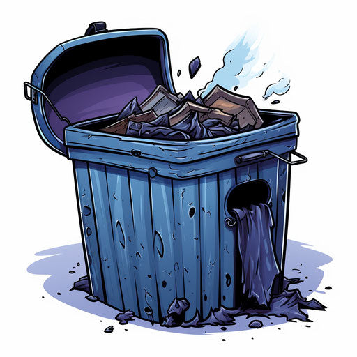Trash bin illustration in the style of Chiaroscuro Art, on white background