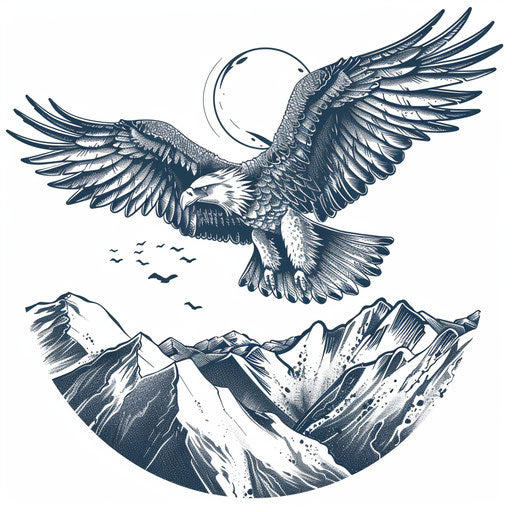 Eagle flying over mountains, symbolizing freedom